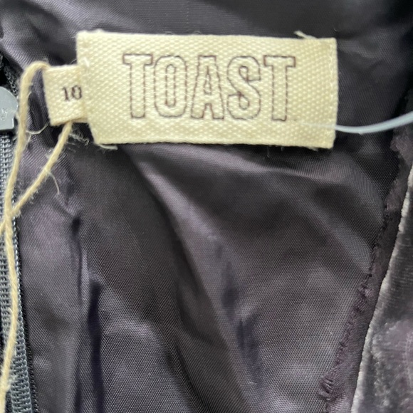 Toast Silk Velvet Shirred Dress NWT Persian Grey 6 - Picture 6 of 7